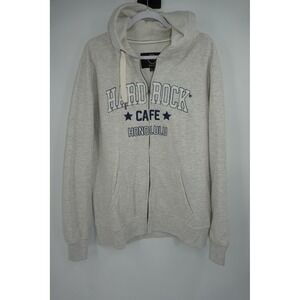 Hard Rock Cafe Honolulu Hoodie Mens Extra Large Gray Full Zip Sweatshirt XL